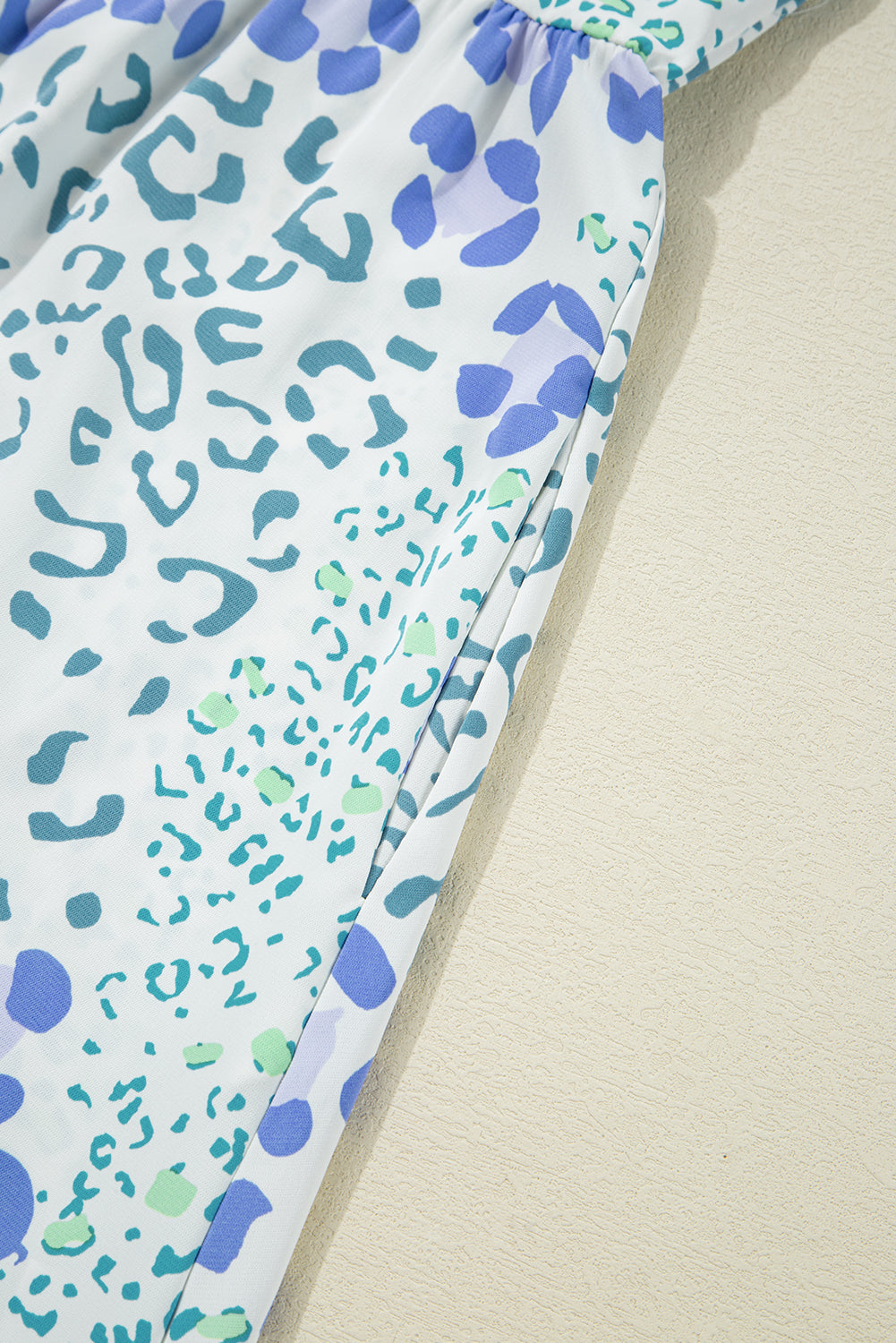 Sky Blue Floral Bow Front Puff Sleeve Mini Dress