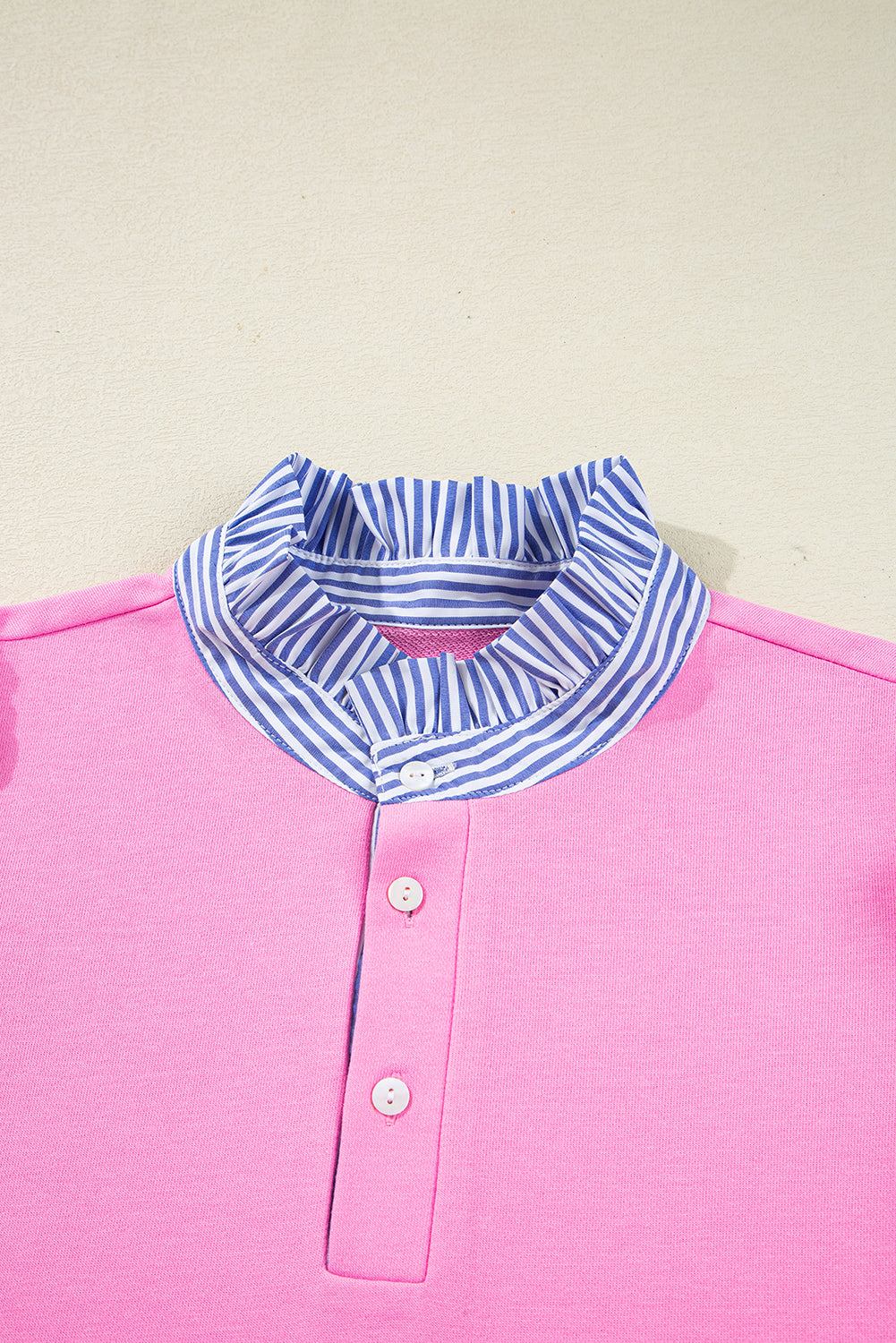 Fiery Red Striped Collar Long Sleeve Ruffle Hem Dress