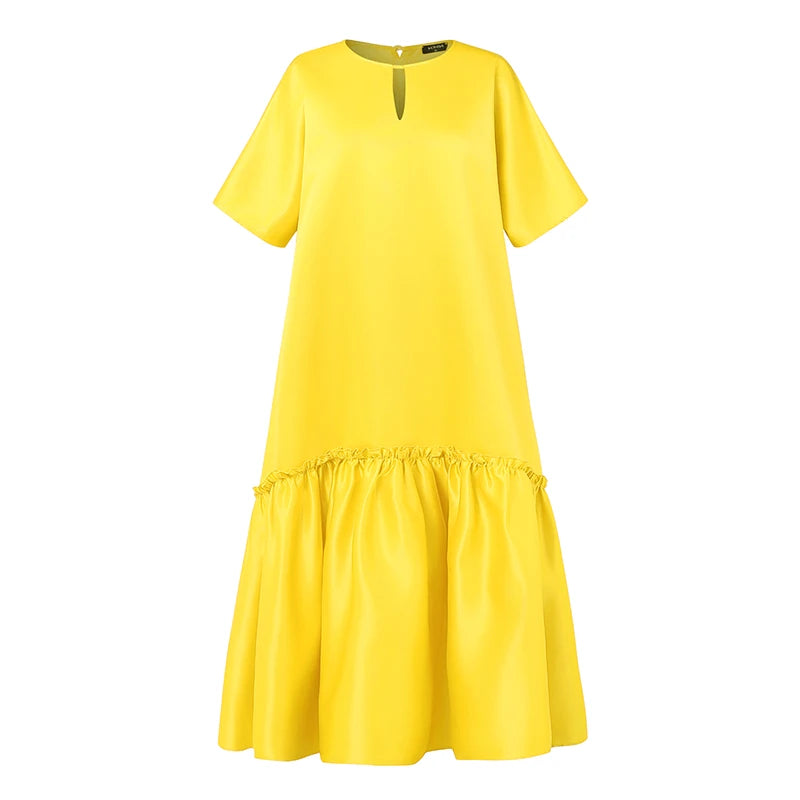 Plus Size VONDA Solid Dress Women Satin Long Maxi Sundress 2025 Summer Half Sleeve Elegant Casual Loose Hollow Party Vestidos