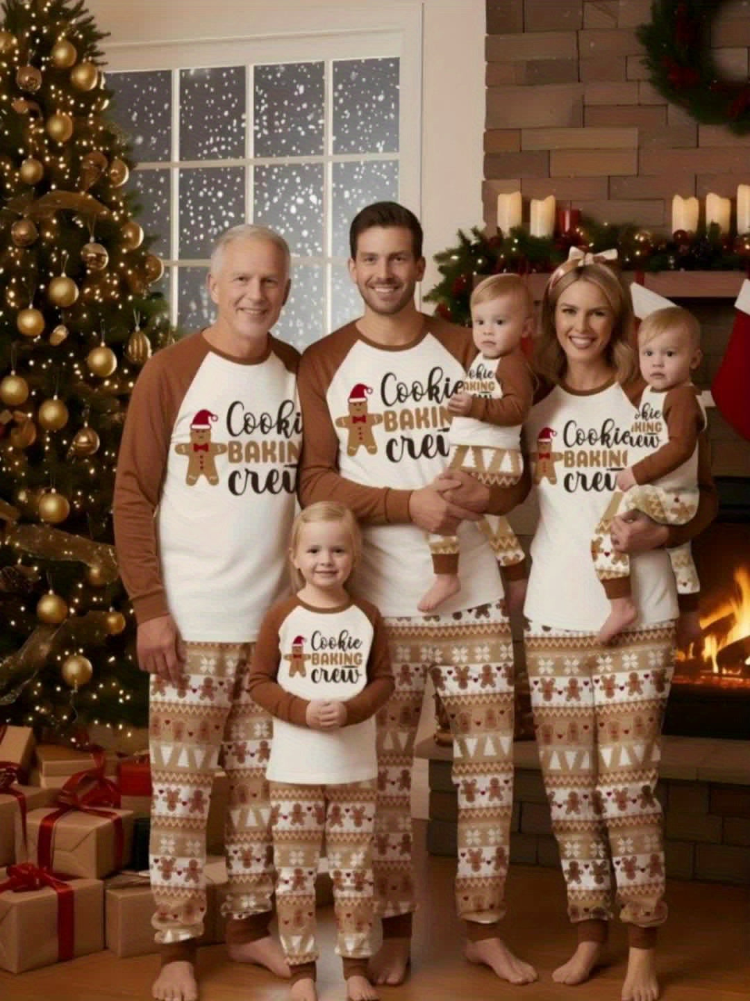 Christmas Family Matching Long-Sleeve 's Pajama Set Gingerbread for Man Print Christmas PJs!