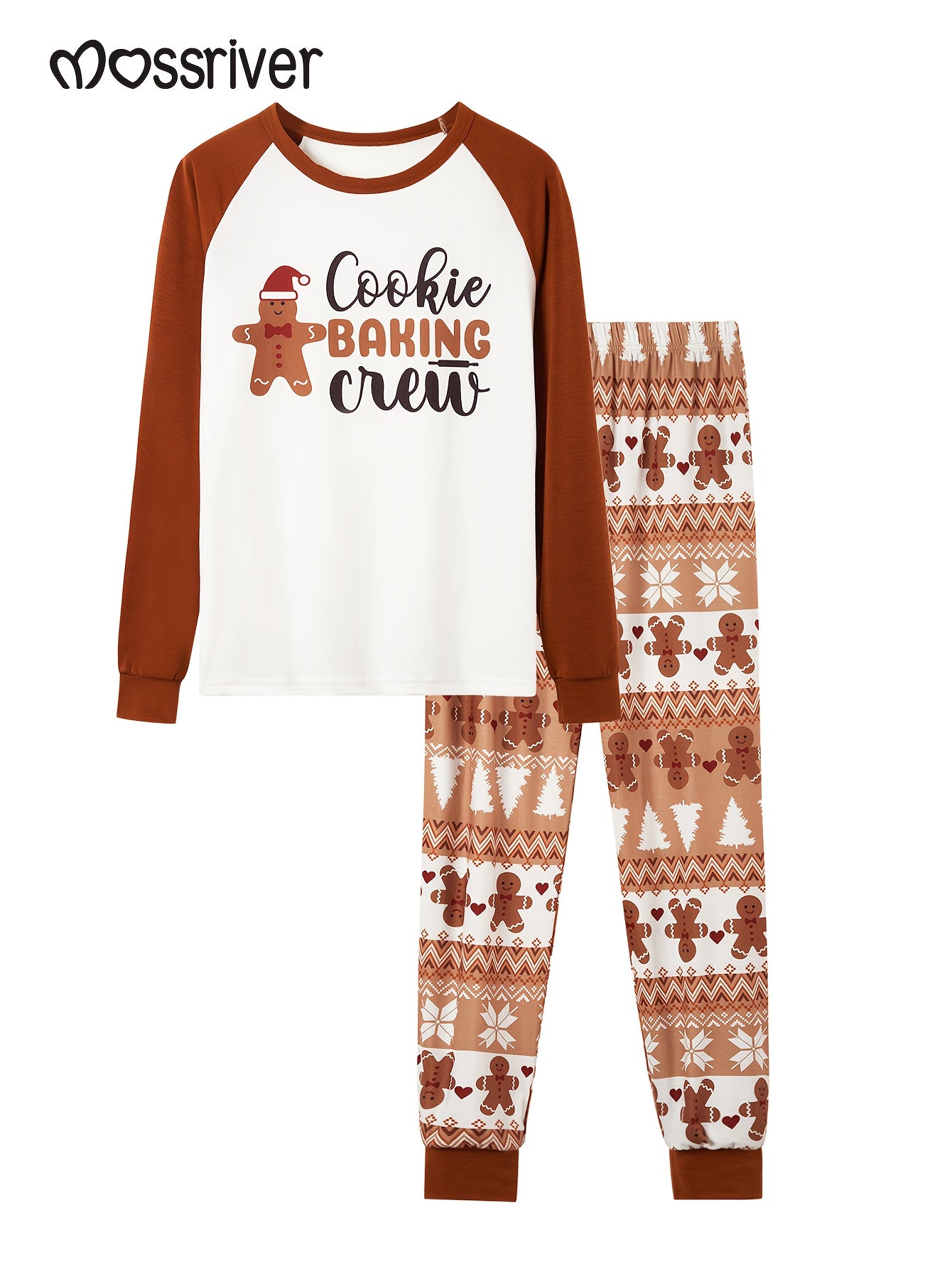 Christmas Family Matching Long-Sleeve 's Pajama Set Gingerbread for Man Print Christmas PJs!