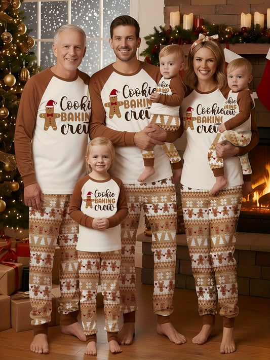 Christmas Family Matching Long-Sleeve 's Pajama Set Gingerbread for Man Print Christmas PJs!