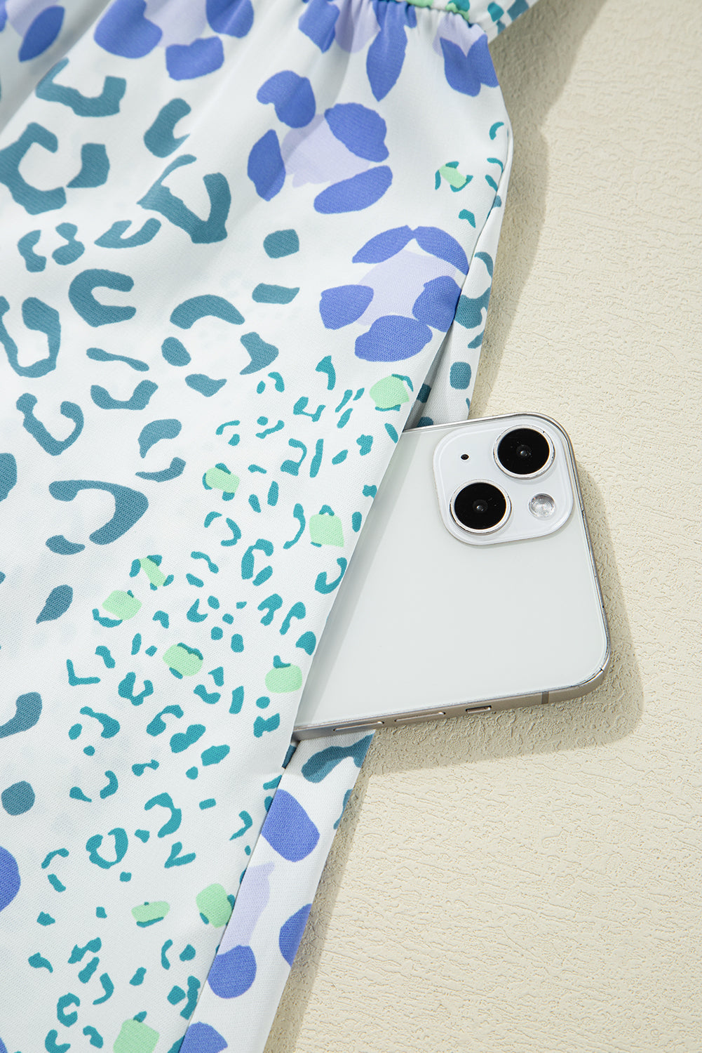 Sky Blue Floral Bow Front Puff Sleeve Mini Dress