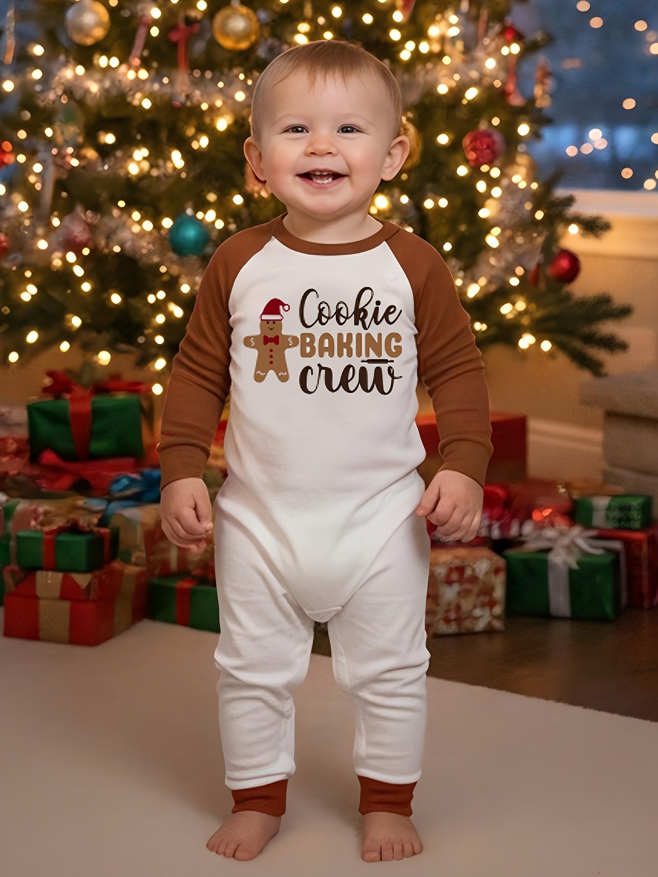 Christmas Family Matching Long-Sleeve 's Pajama Set Gingerbread for Man Print Christmas PJs!