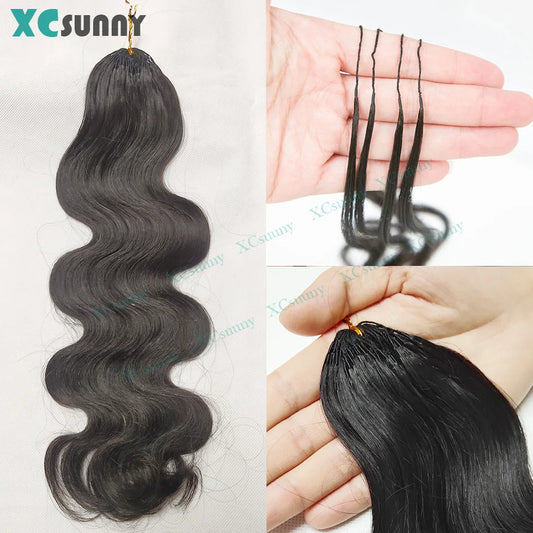 Body Wave Crochet Human Hair Knotless Invisible Crochet Human Hair Extensions With String In The Middle Pre Separated