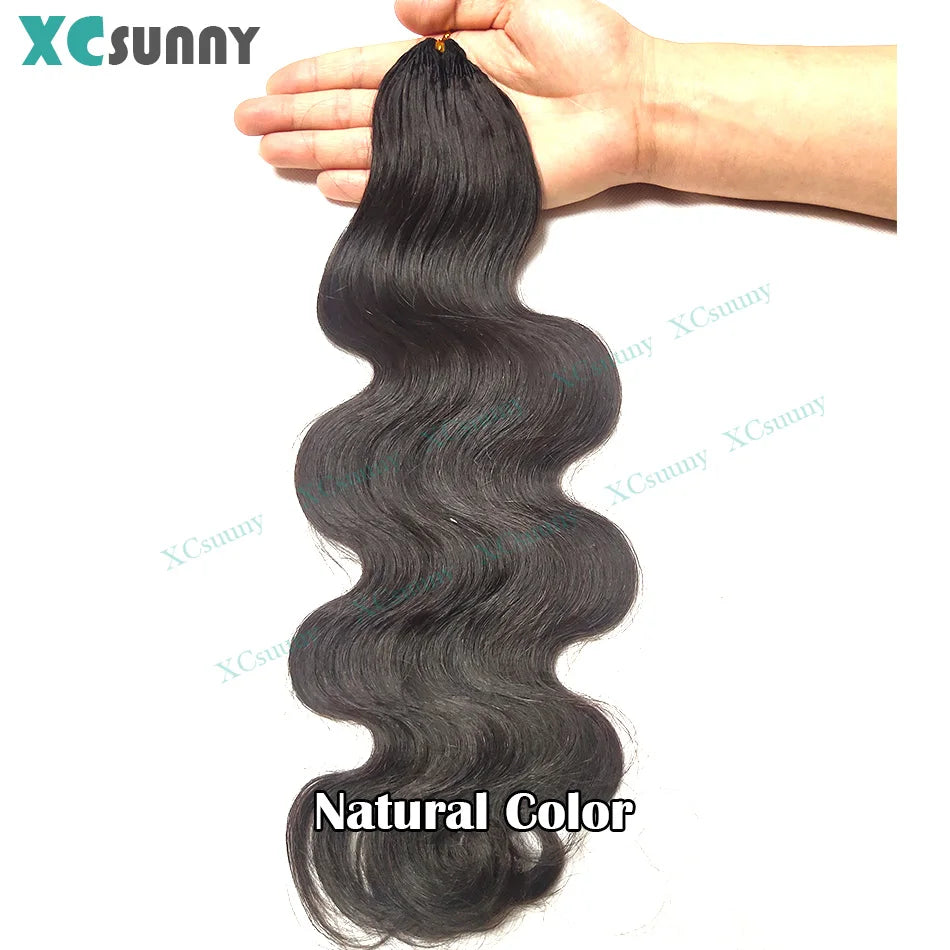 Body Wave Crochet Human Hair Knotless Invisible Crochet Human Hair Extensions With String In The Middle Pre Separated