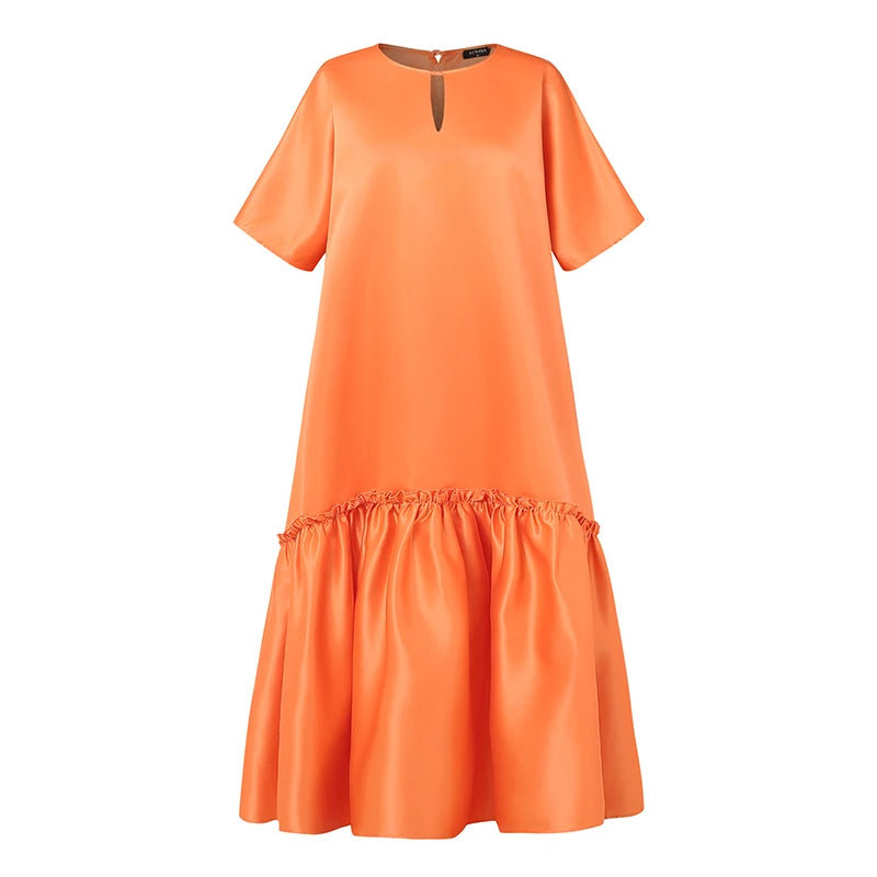 Plus Size VONDA Solid Dress Women Satin Long Maxi Sundress 2025 Summer Half Sleeve Elegant Casual Loose Hollow Party Vestidos