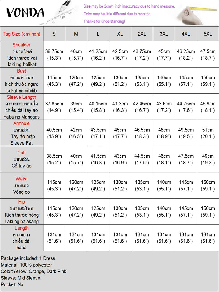 Plus Size VONDA Solid Dress Women Satin Long Maxi Sundress 2025 Summer Half Sleeve Elegant Casual Loose Hollow Party Vestidos