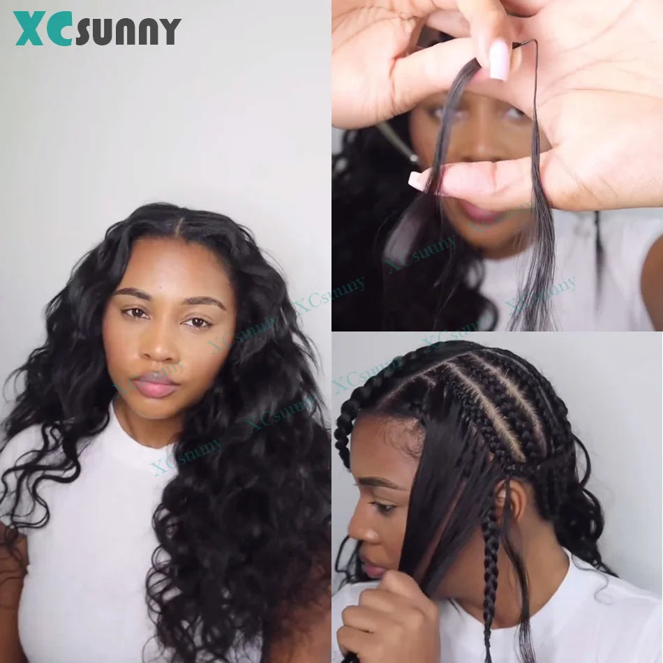 Body Wave Crochet Human Hair Knotless Invisible Crochet Human Hair Extensions With String In The Middle Pre Separated