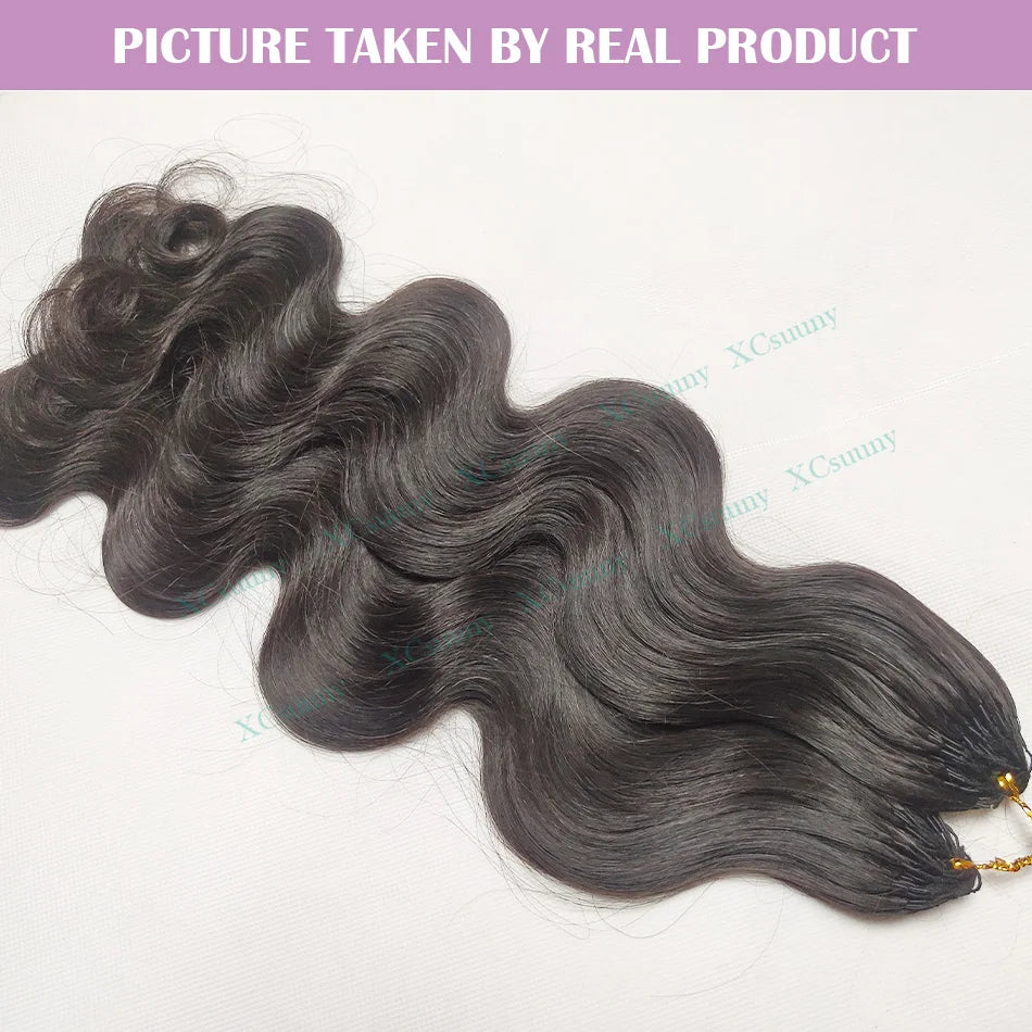 Body Wave Crochet Human Hair Knotless Invisible Crochet Human Hair Extensions With String In The Middle Pre Separated