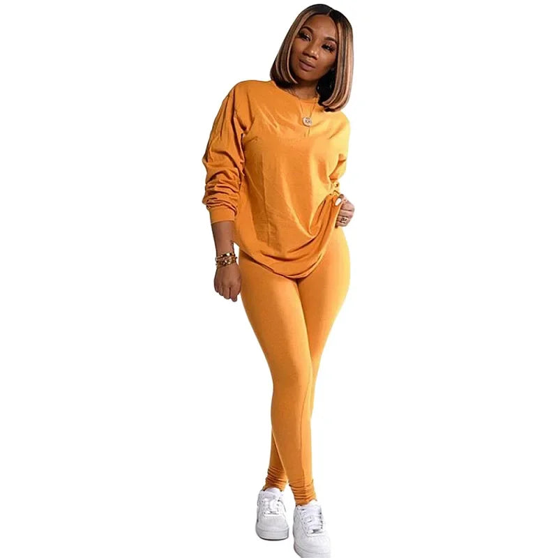 two piece set women 2 piece set stacked leggings clothes for women outfits stacked pants tracksuit female fall clothes